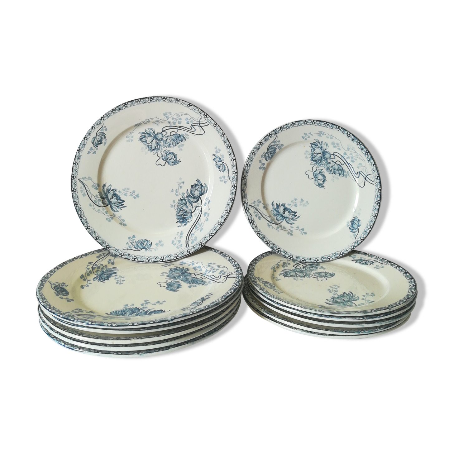 12 assiettes terre de fer Sarreguemines