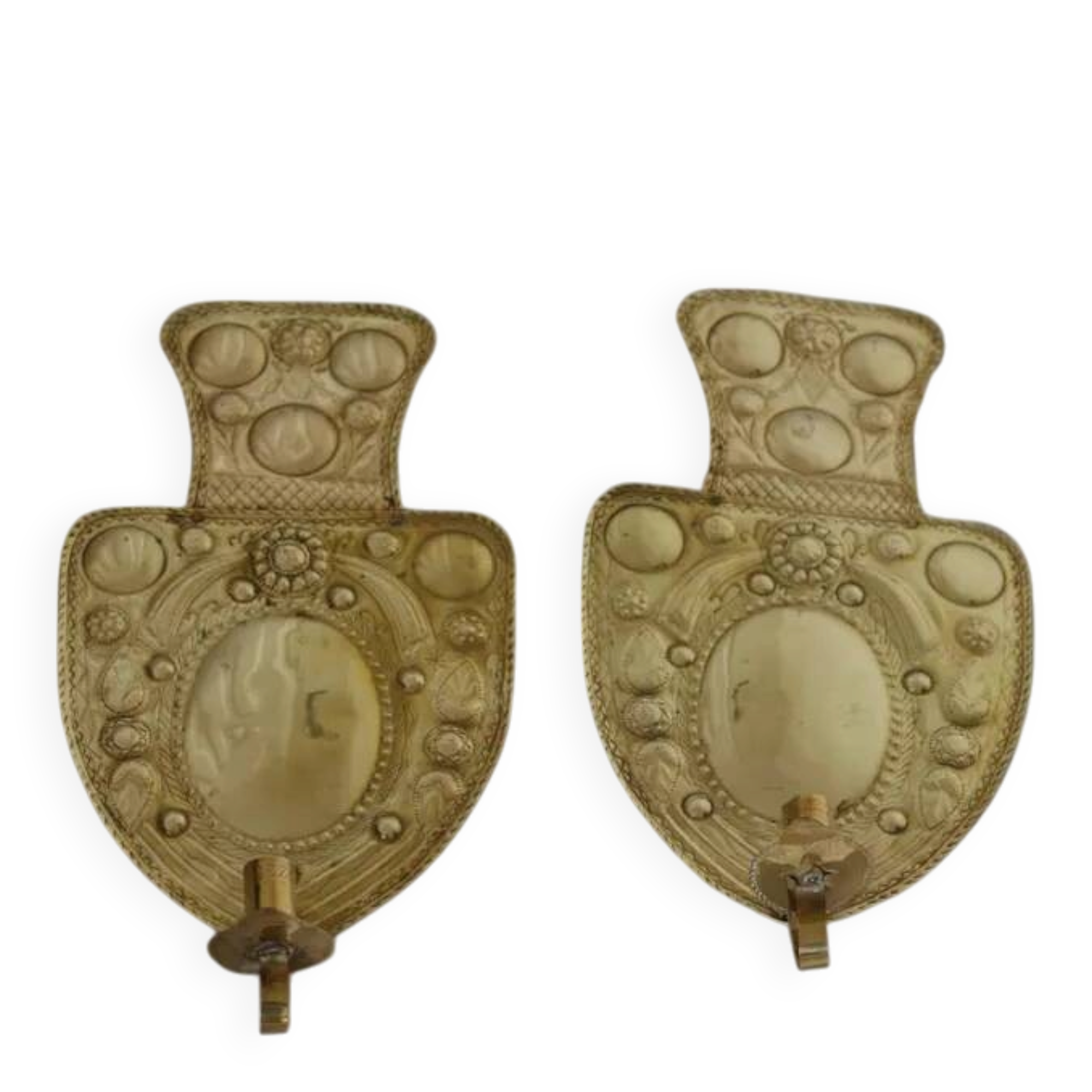 Large Baroque Style Mid-Century Brass Swedish Sconces