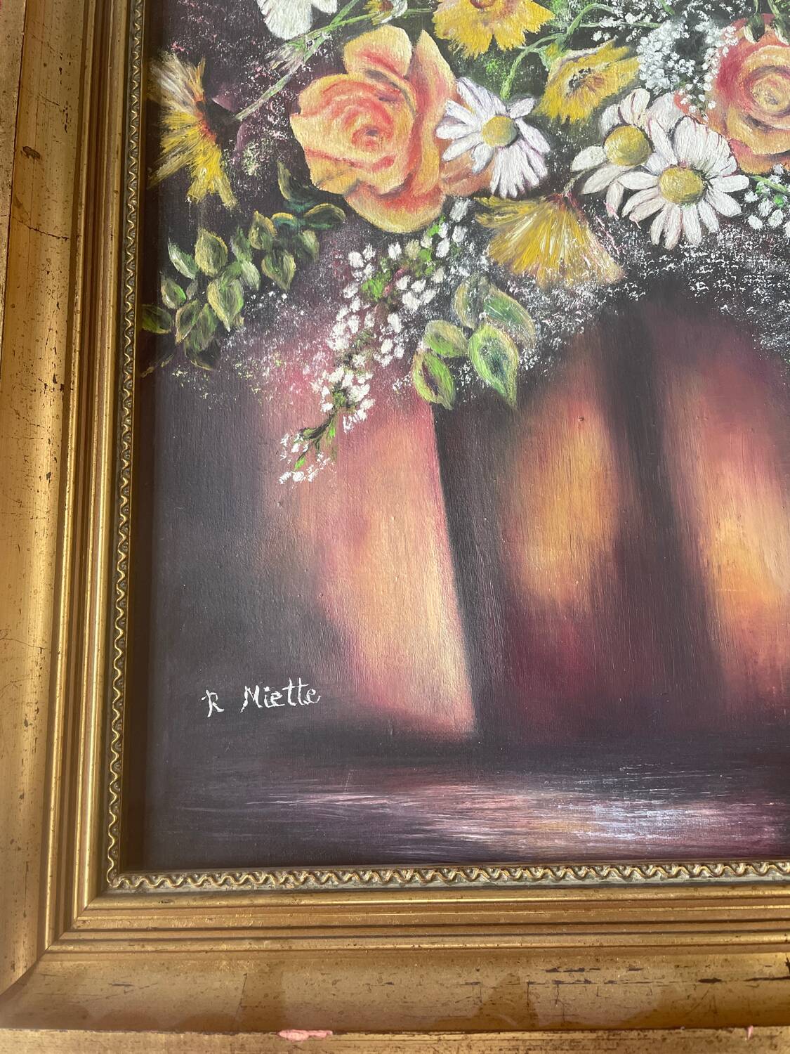 Large framed flower painting