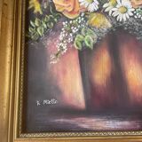 Large framed flower painting