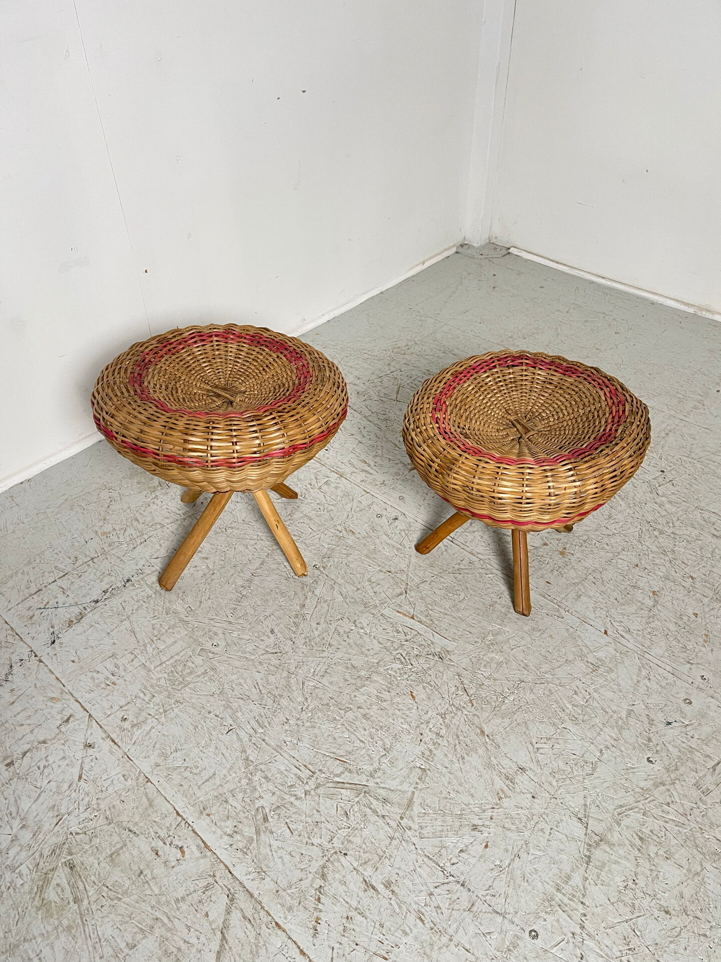 Pair of rattan stools 1960