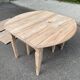 Renovated square extendable dining table in raw solid cherry wood, Louis XVI style.