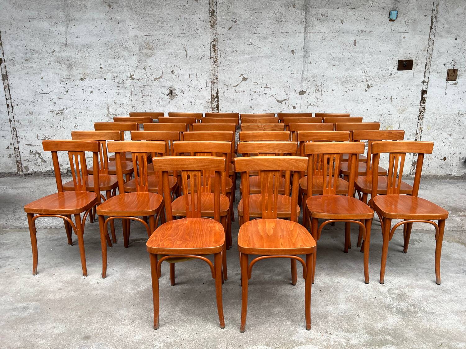 Set of 32 vintage bistro chairs