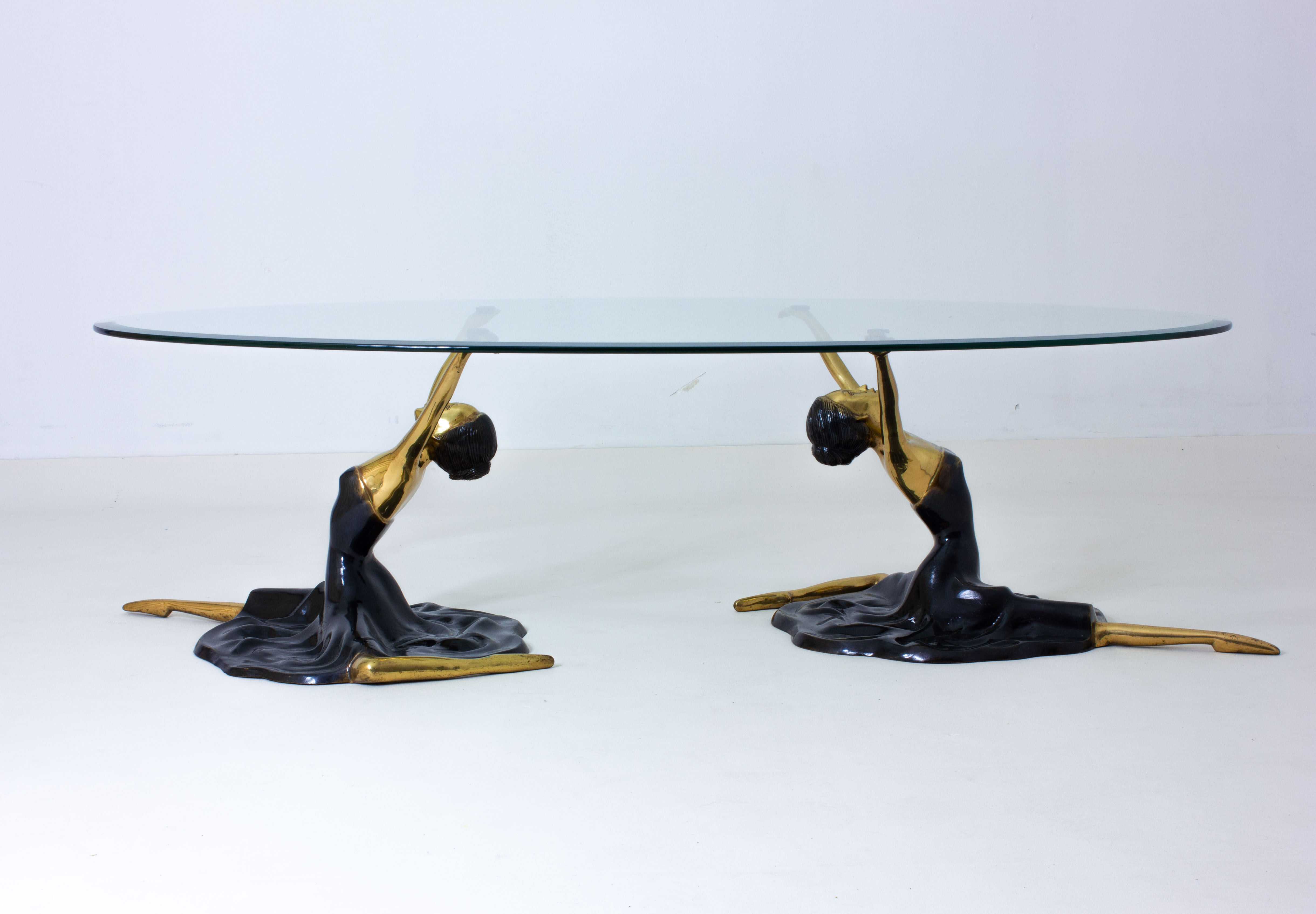 Brass French ballerina coffee table, France 1960s