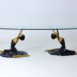 Brass French ballerina coffee table, France 1960s