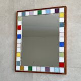 Miroir rectangulaire vintage avec bordure en mosaïque