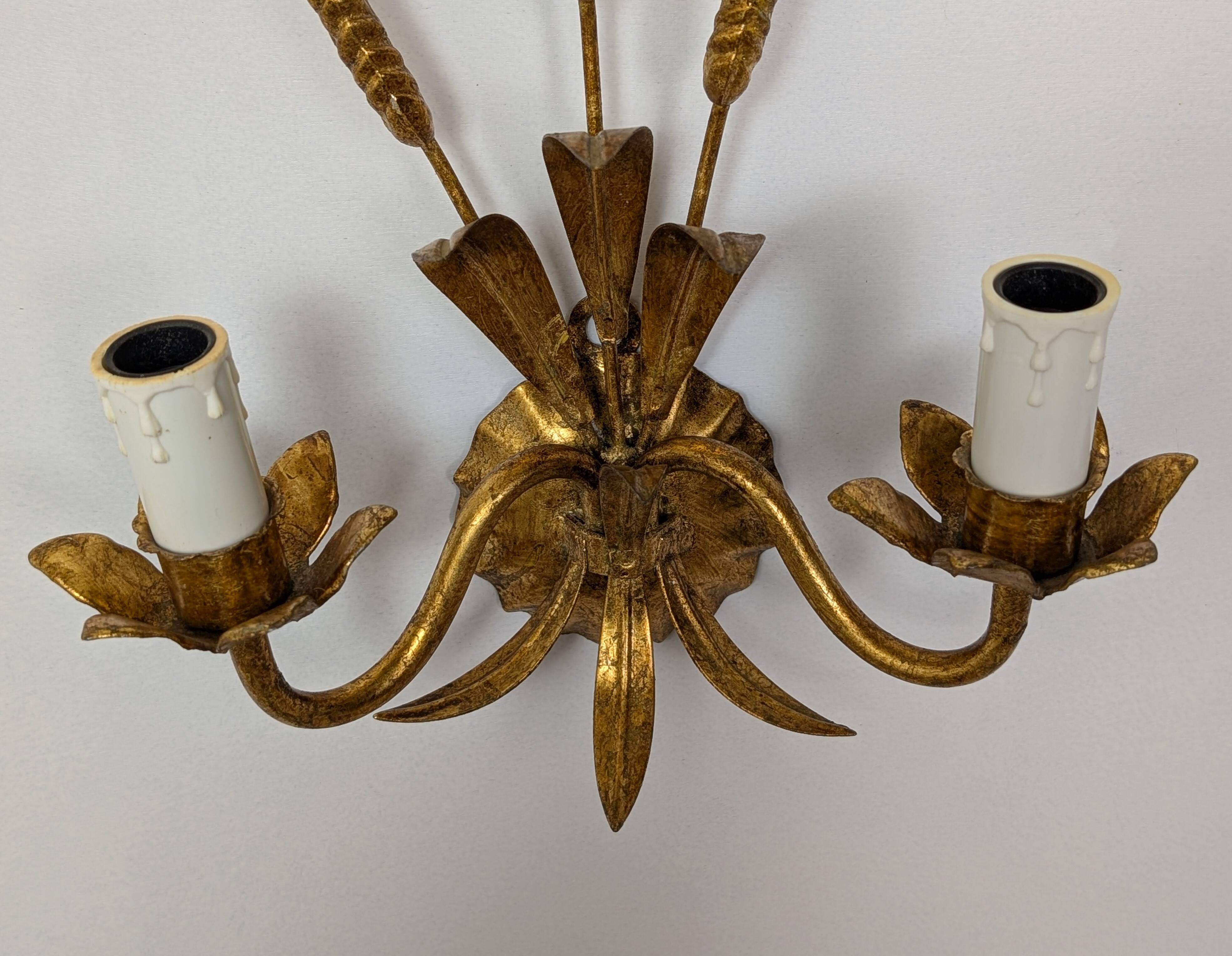 Pair of wheat ear wall lights