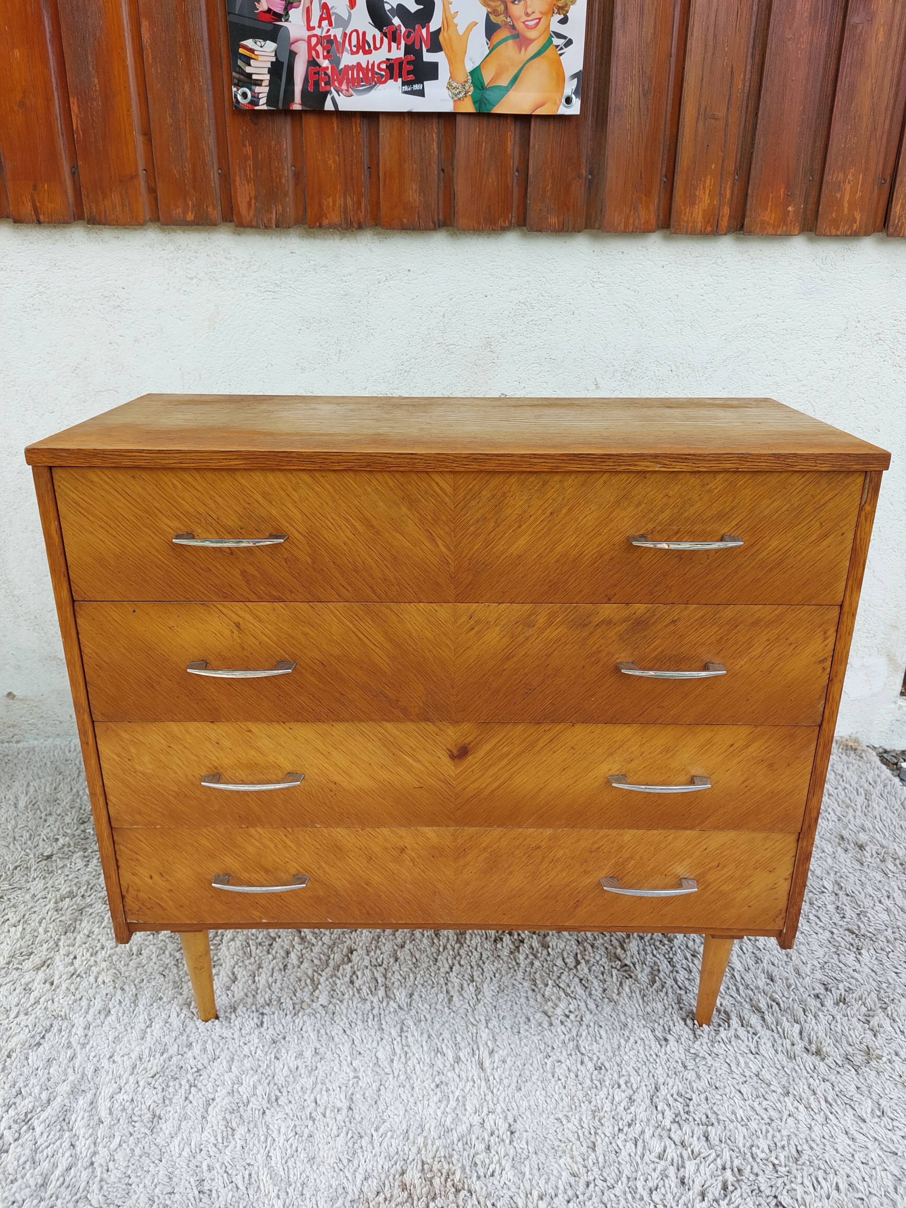 Commode vintage couleur chêne doré