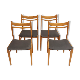 Suite de 4 chaises scandinaves 1960