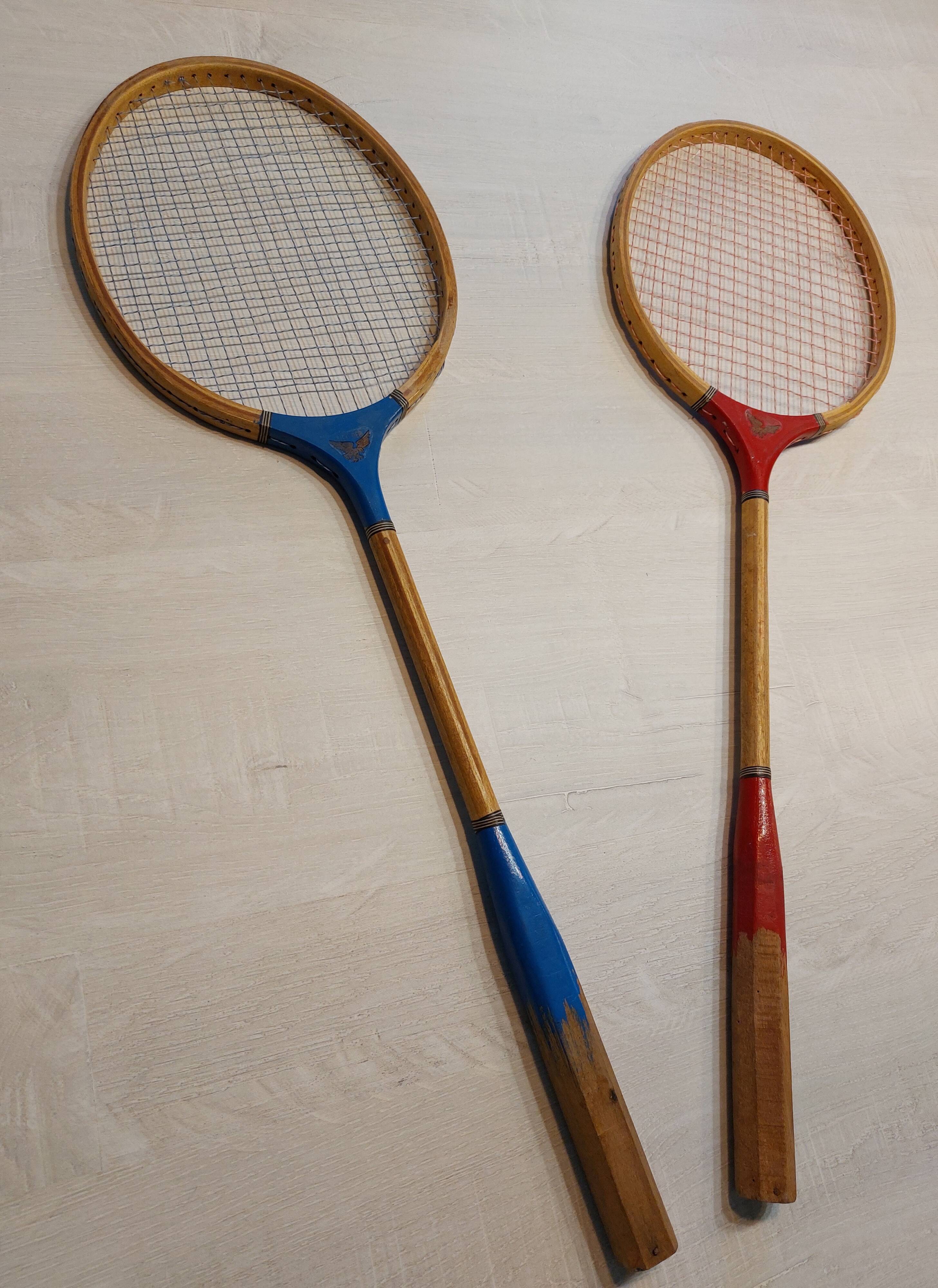 Vintage wooden badminton rackets