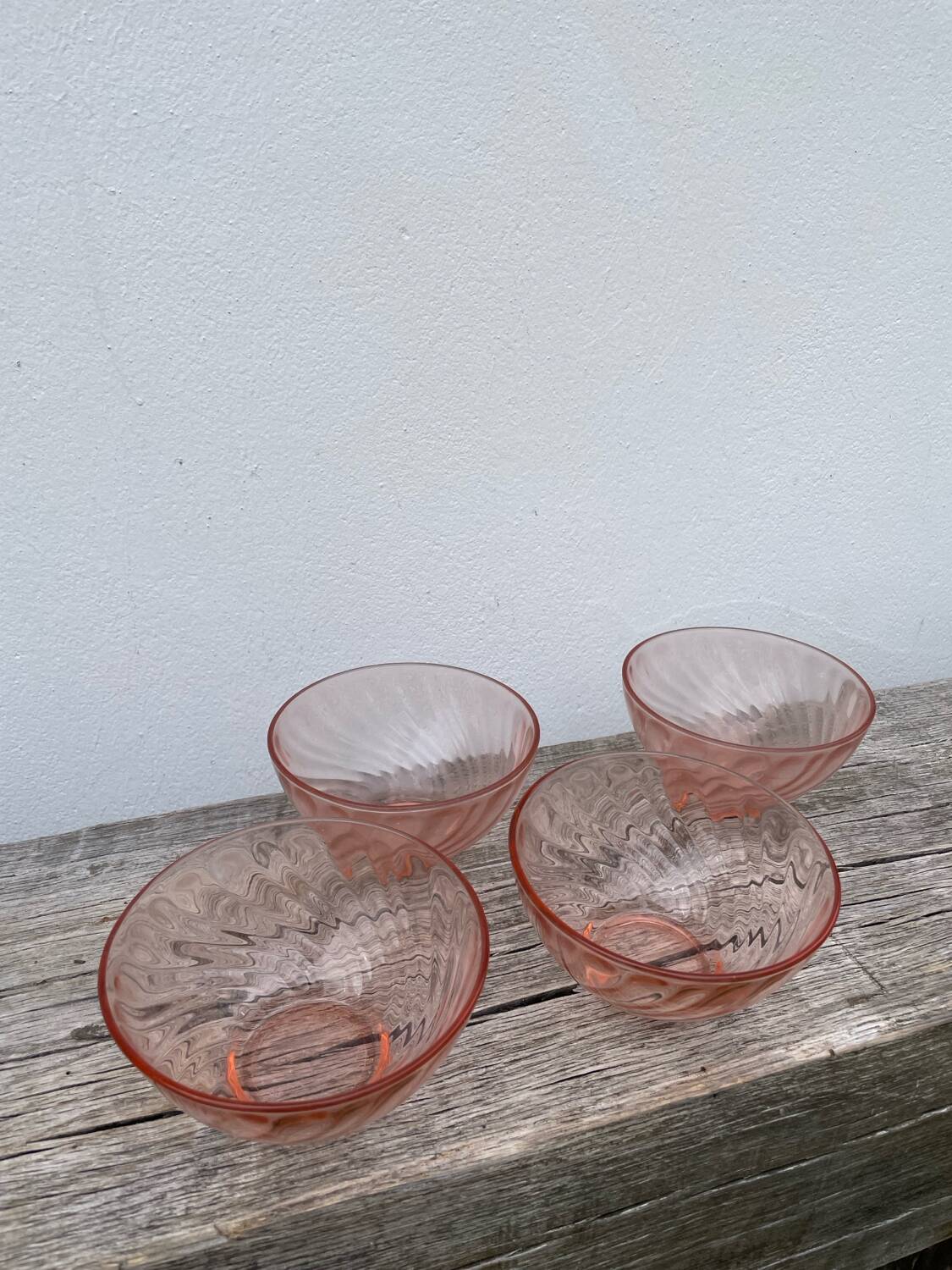 4 bols Rosaline en verre rose