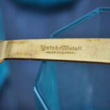 Mid Century Italy Frangar Non Flectar Whiskey Set of Blue Glasses With Ice Bucket and Fork Tongs