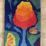 Tapisserie multicolore abstraite tchèque vintage années 1970 57x91cm