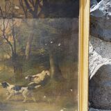 Pendants de scènes de chasse, huiles sur toile encadrées