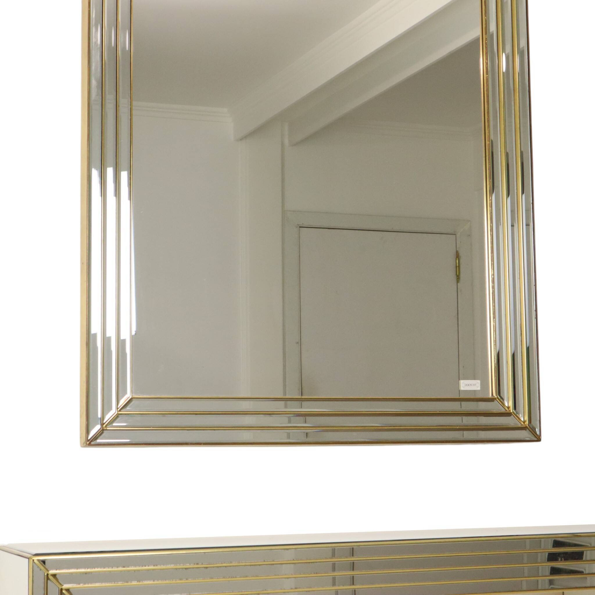 Miroir avec console argentés et dorés – Deknudt