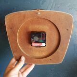 Clock vintage formica silent wall clock "Carrez Transistor yellow black"