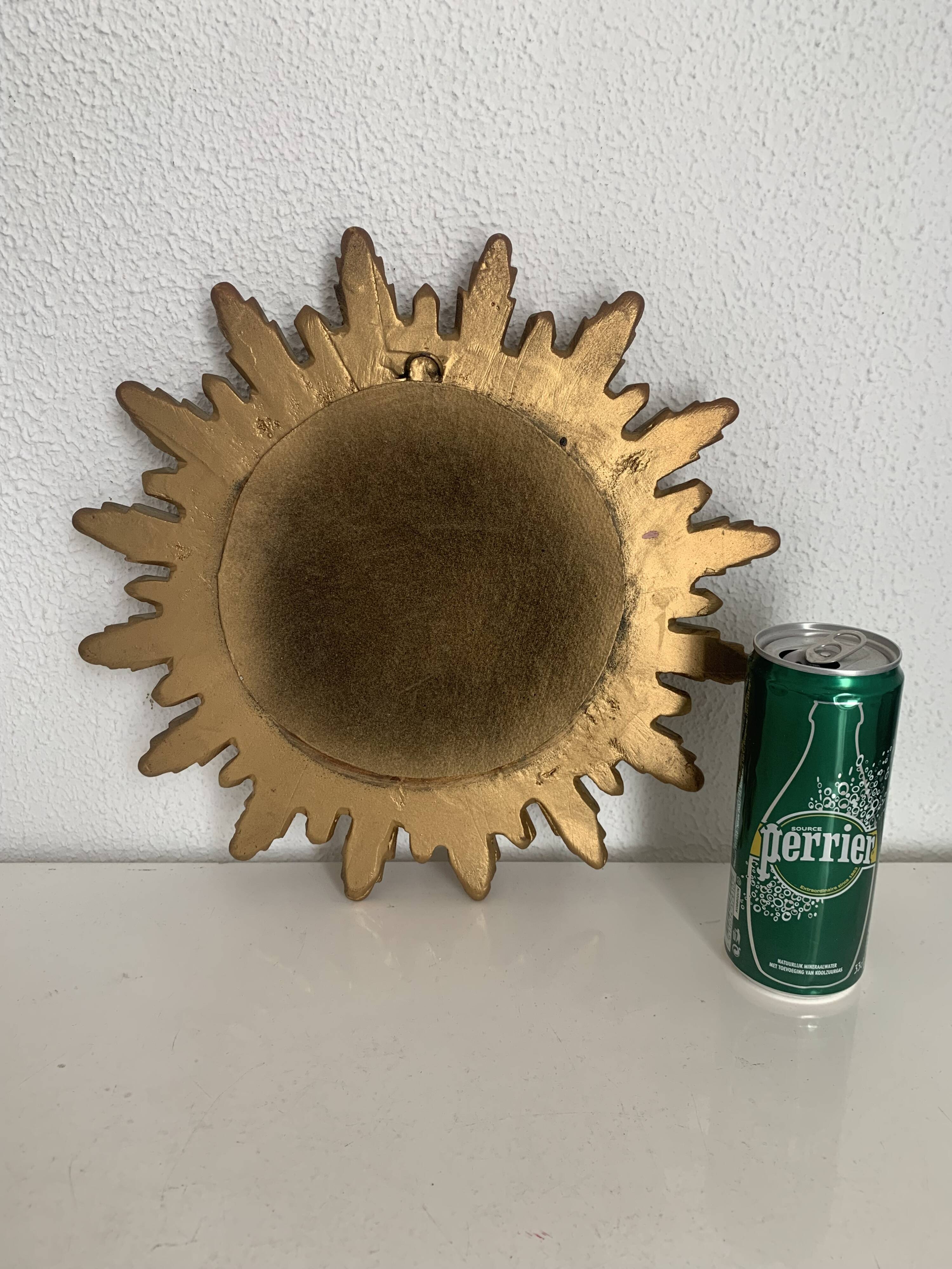 Vintage mirror 1960 sun witch gold resin - 31 cm