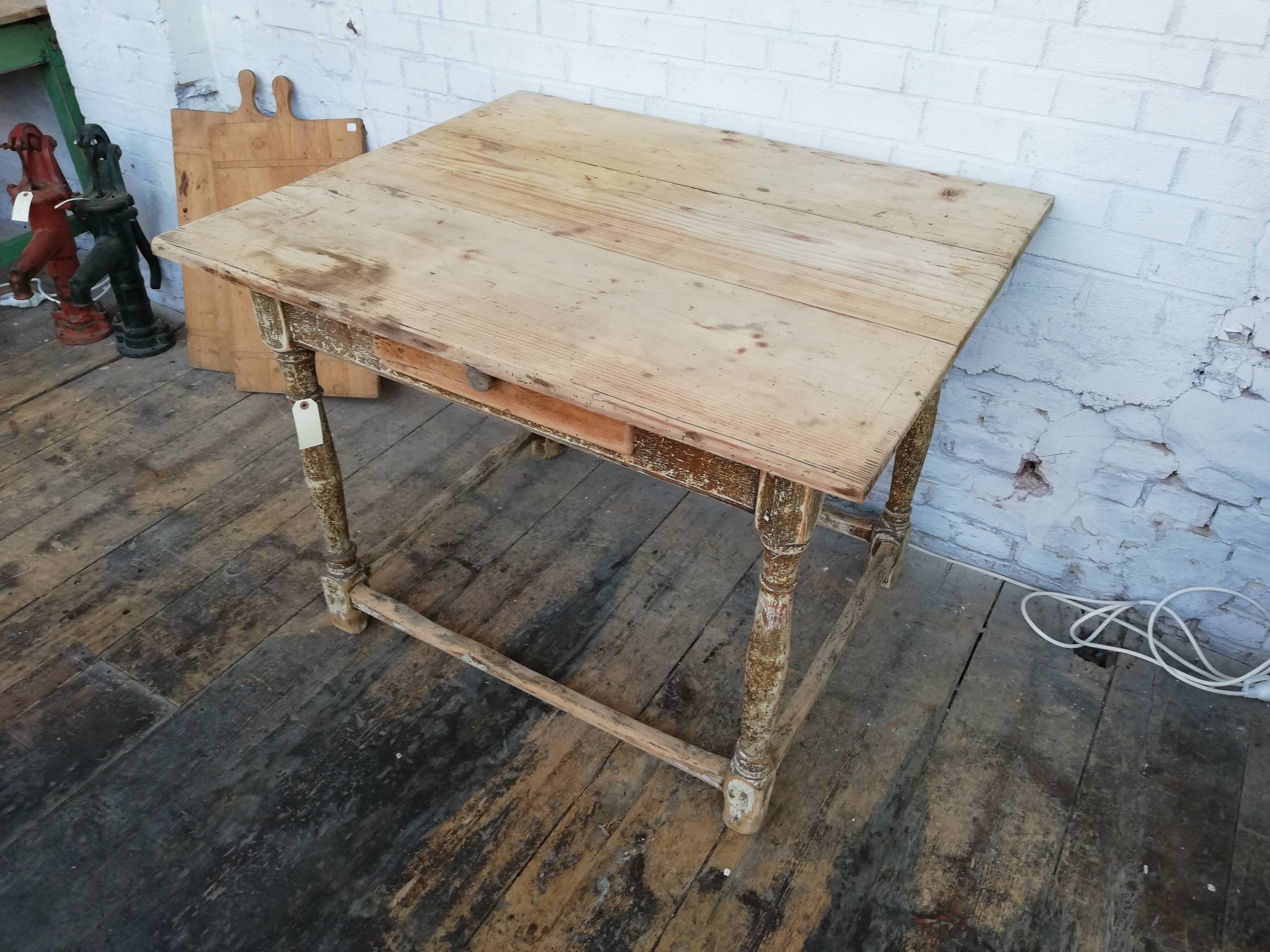 Square farmhouse table, vintage