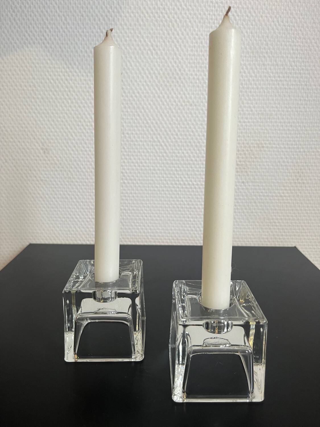 Pair of Ice Cube Dansk tapered candle holders
