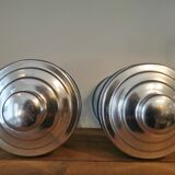 Coffee and sugar jars in blue glass and aluminum