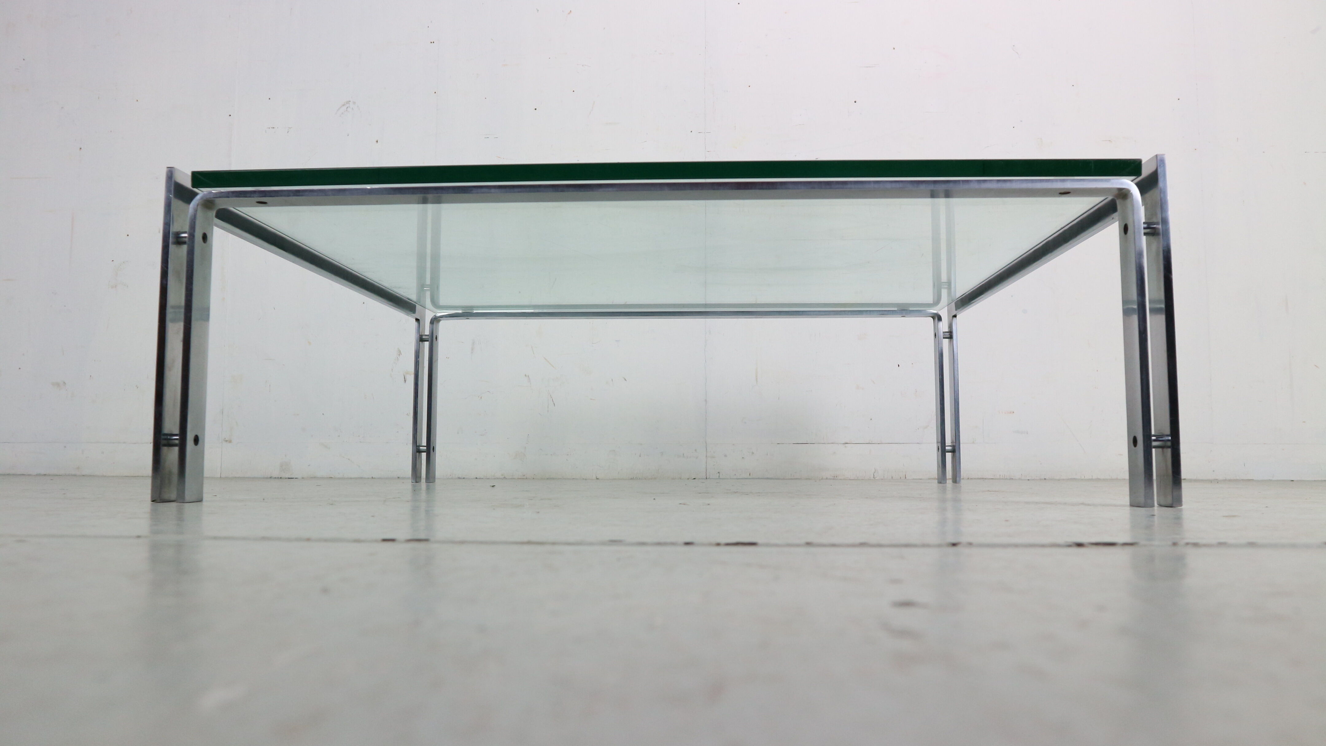 Dutch Metaform Large Steel & Glass Coffee Table by Hank Kwint, 1970