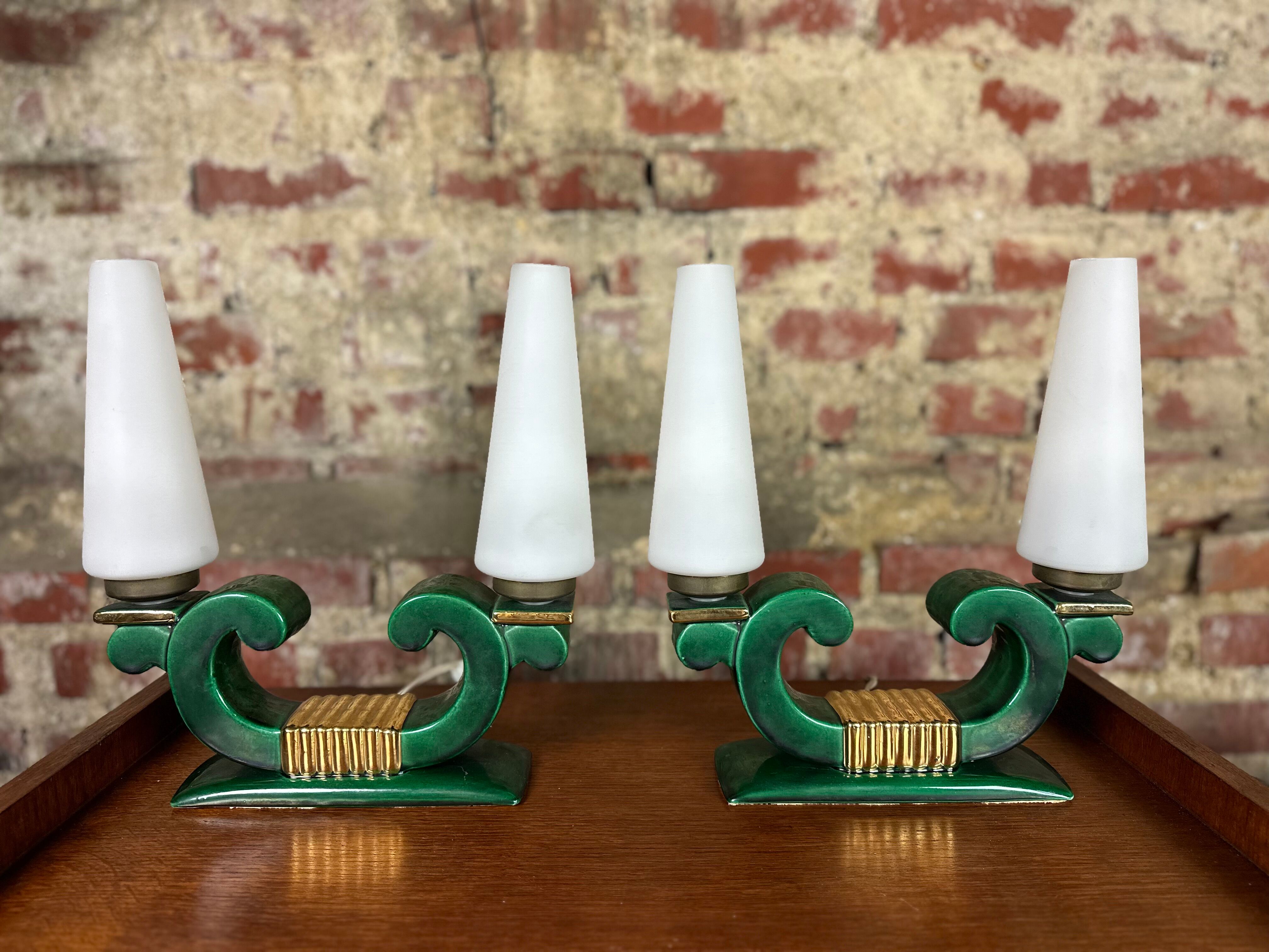 Lamps Art Deco period in ceramic Saint Clement