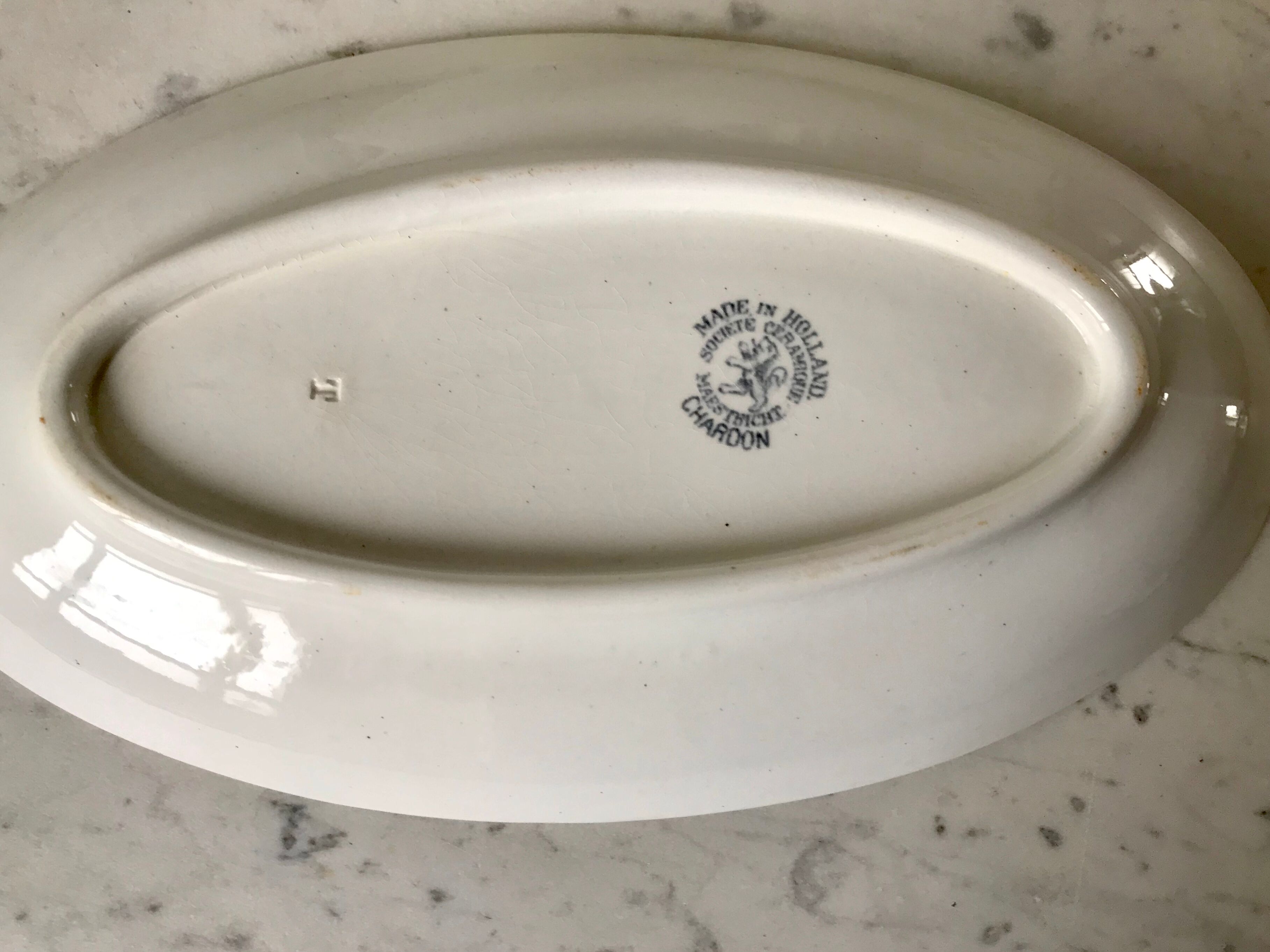 Trio of raviers Terre de Fer Société Céramique Maestricht model Thistle made in Holland late nineteenth