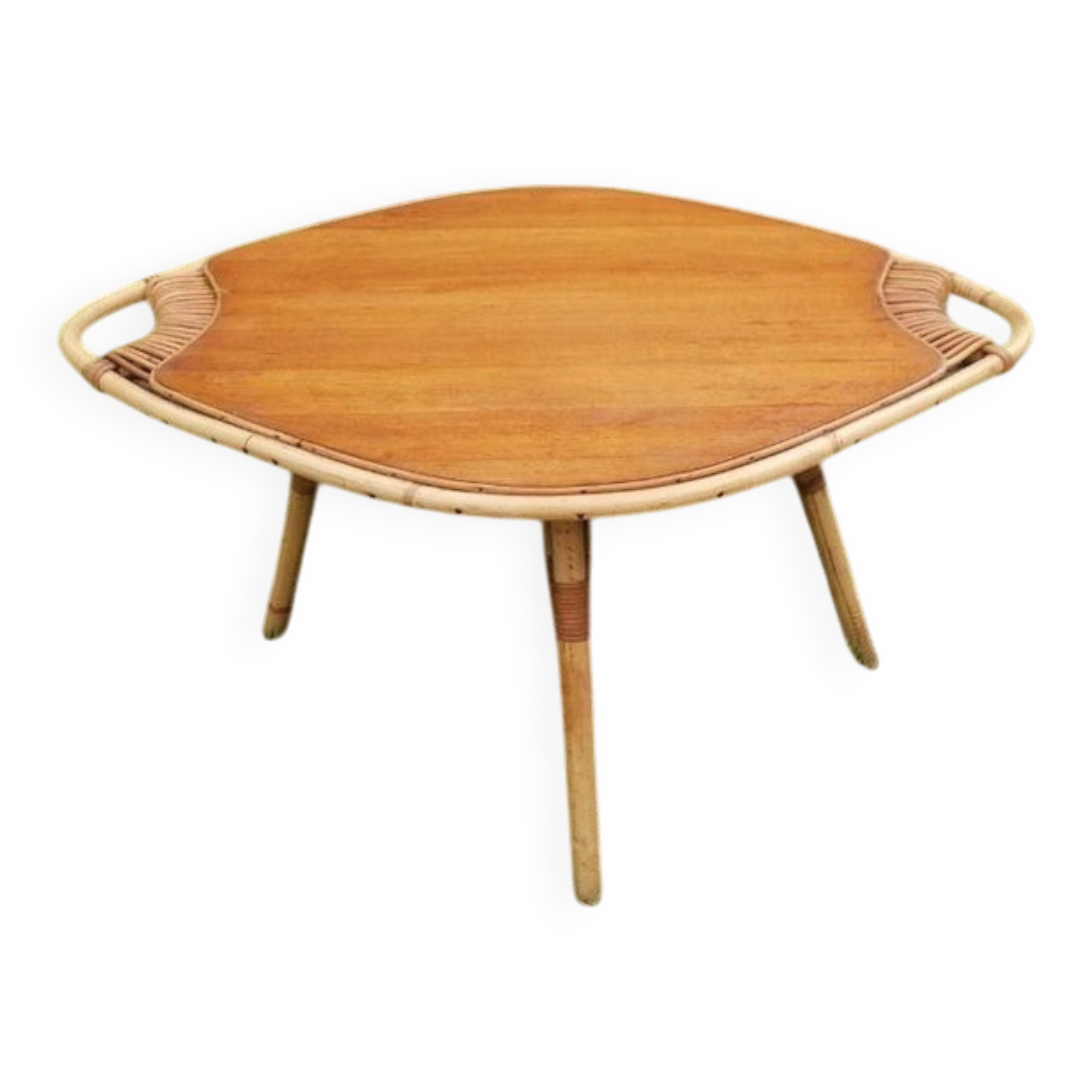 table basse bois rotin