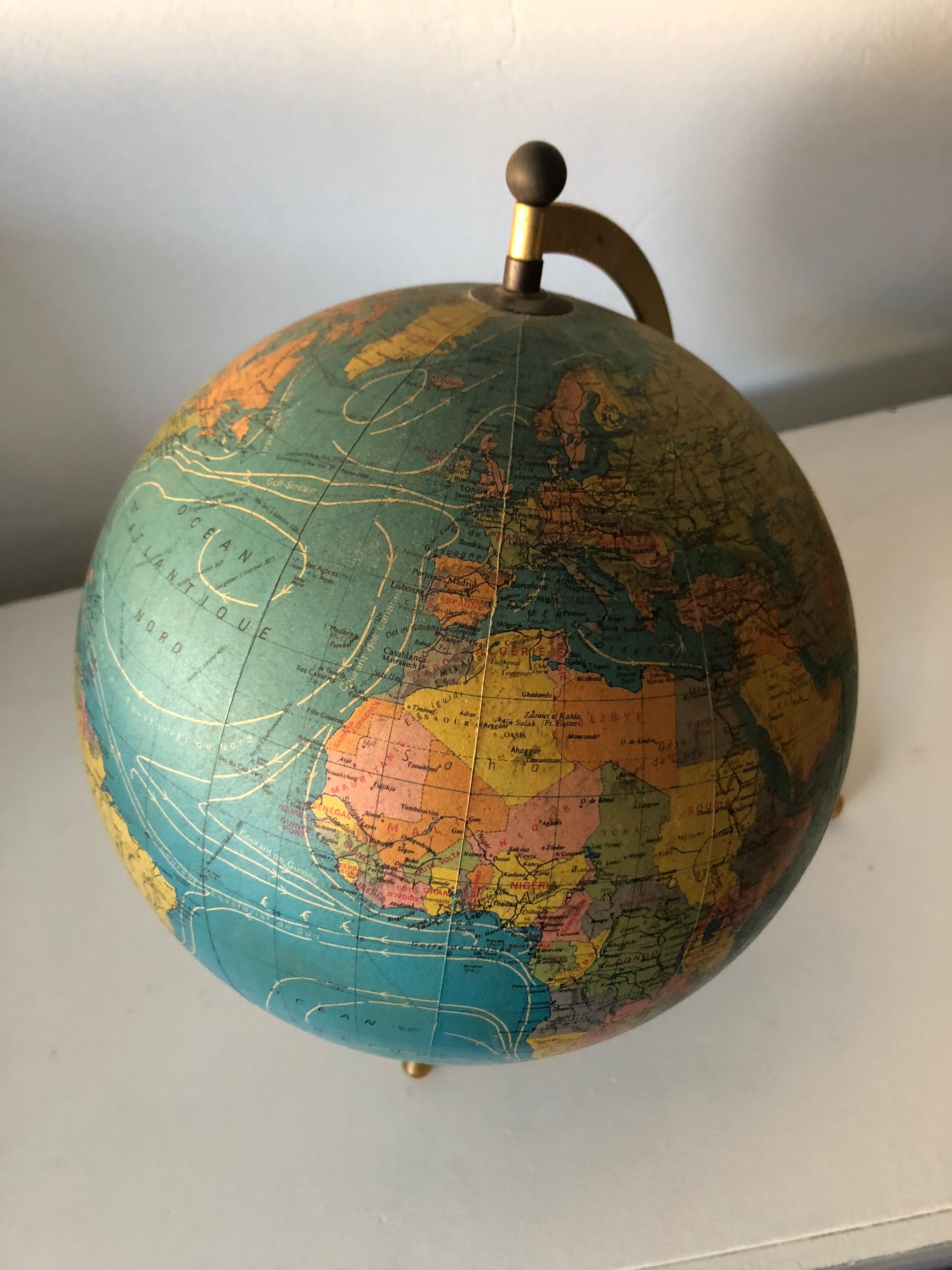 World map globe tripod vintage
