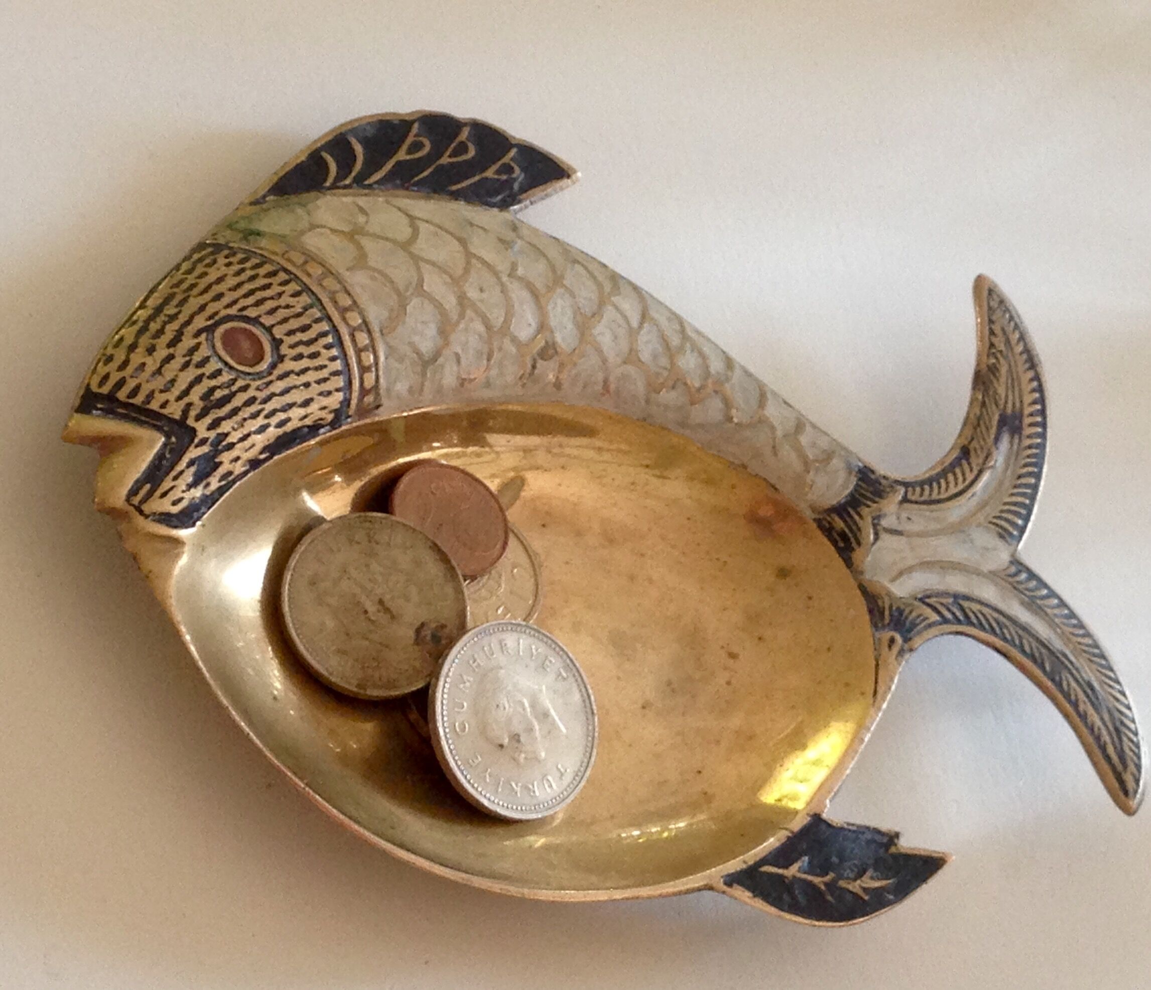 Trinket bowl fish brass