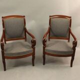 Pair of chairs of time restore mahogany