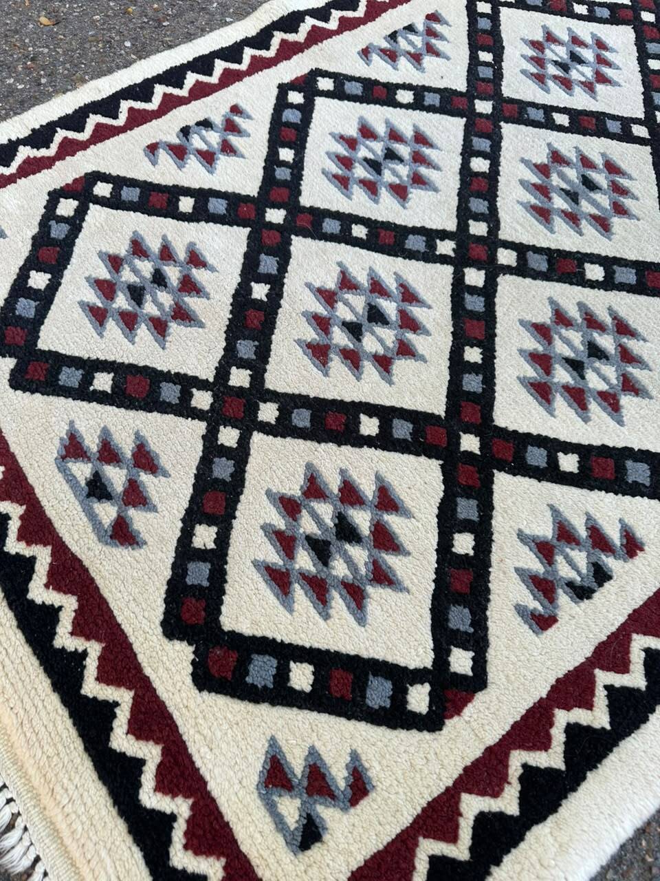 Pair of hand-knotted Berber Persian rugs in wool 81x131 cm