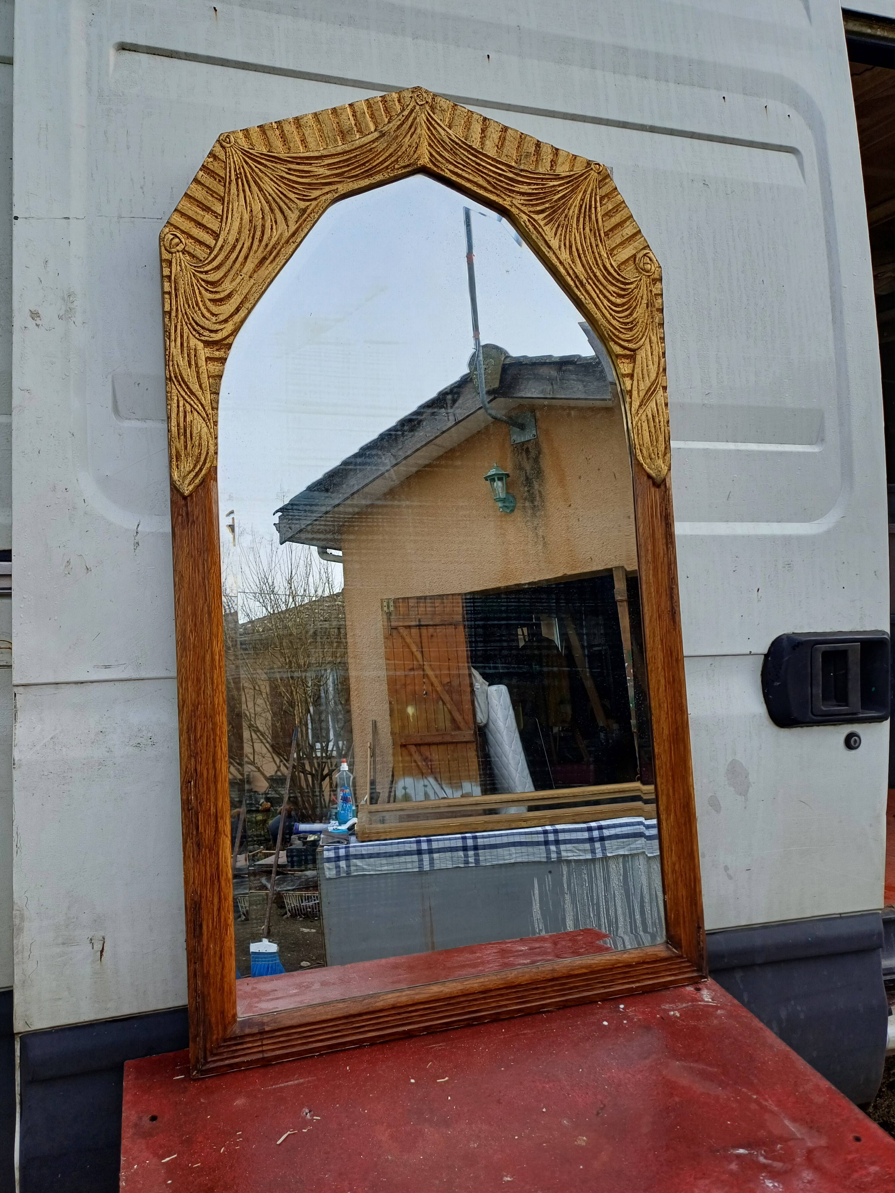 Art Deco Mirror Wood and Gold Stuk