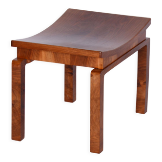 Restored Walnut ArtDeco Stool, Revived Polish, Czechia, 1920s