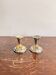 Antique Pair of Silver-Plated Metal Candle Holders with Golden Bow Louis XVI