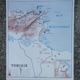 Old poster-school map Rossignol year 50 Tunisia, Algeria