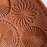 Old decorative terracotta wall plate vintage 60s pottery