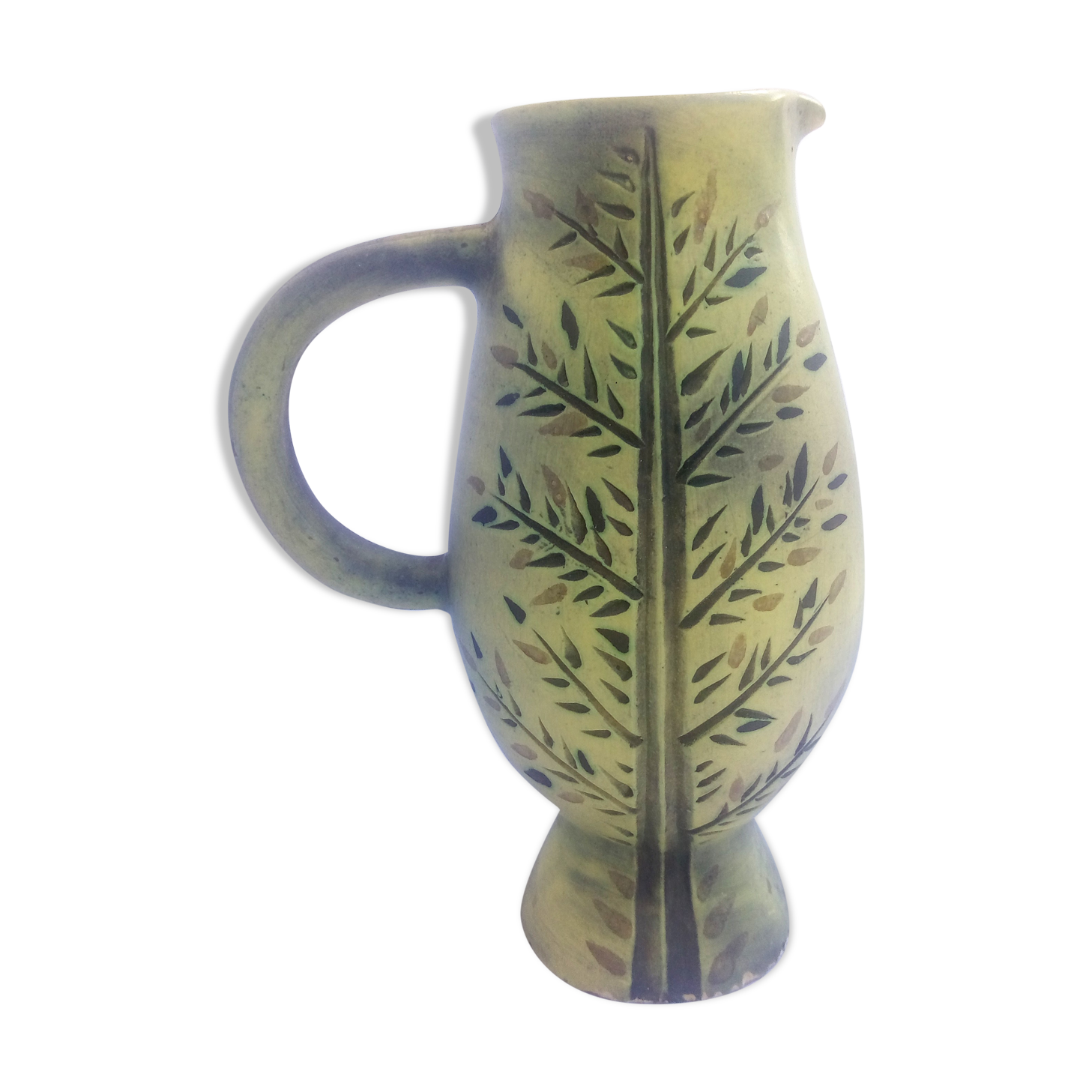 Green Mary Magdalene Jolly pitcher with olive branches