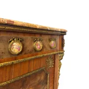 An antique French Louis XVI-style marble-top side cabinet