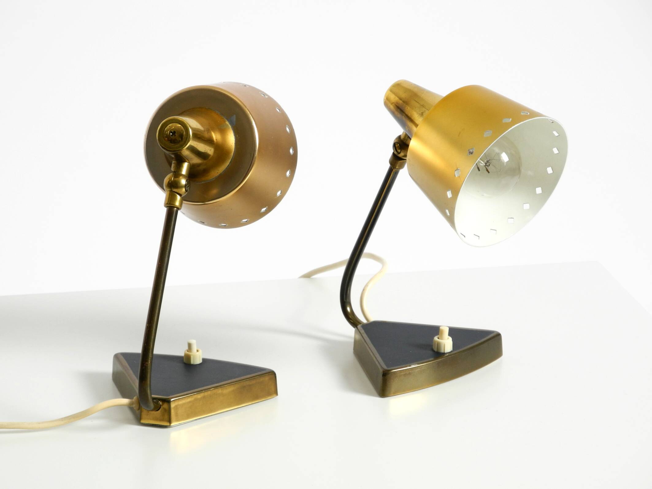 Two beautiful rare Mid Century Modern brass table lamps