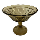 Grande coupe à pied verre moulé art déco
