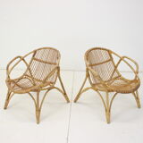 Pair of Alan Fuchs Rattan Lounge Ch, 60s