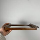 Small wooden tray and mirror, 1930-60, rounded handle
