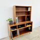 Asymmetrical mahogany bookshelf — 2 offset elements, custom-made, 1960s