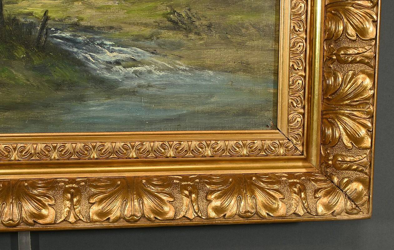 Oil on canvas "Mountain Landscape", signed C. Lion – Late 19th century