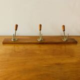 Portemanteau mural vintage en bois - triple patère