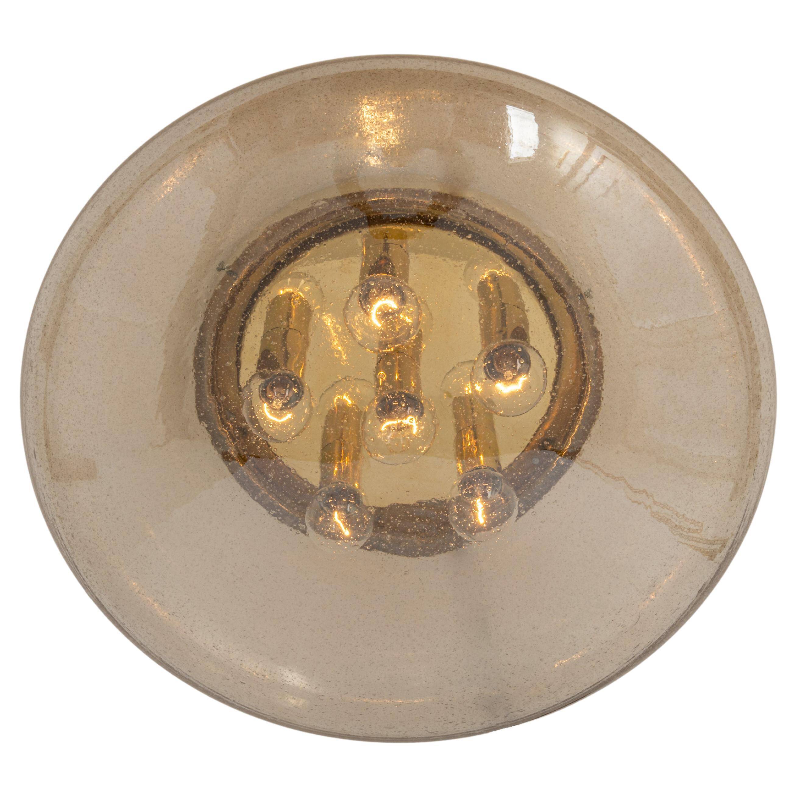 Large smoked glass ceiling light by Limburg, Germany, 1960s.