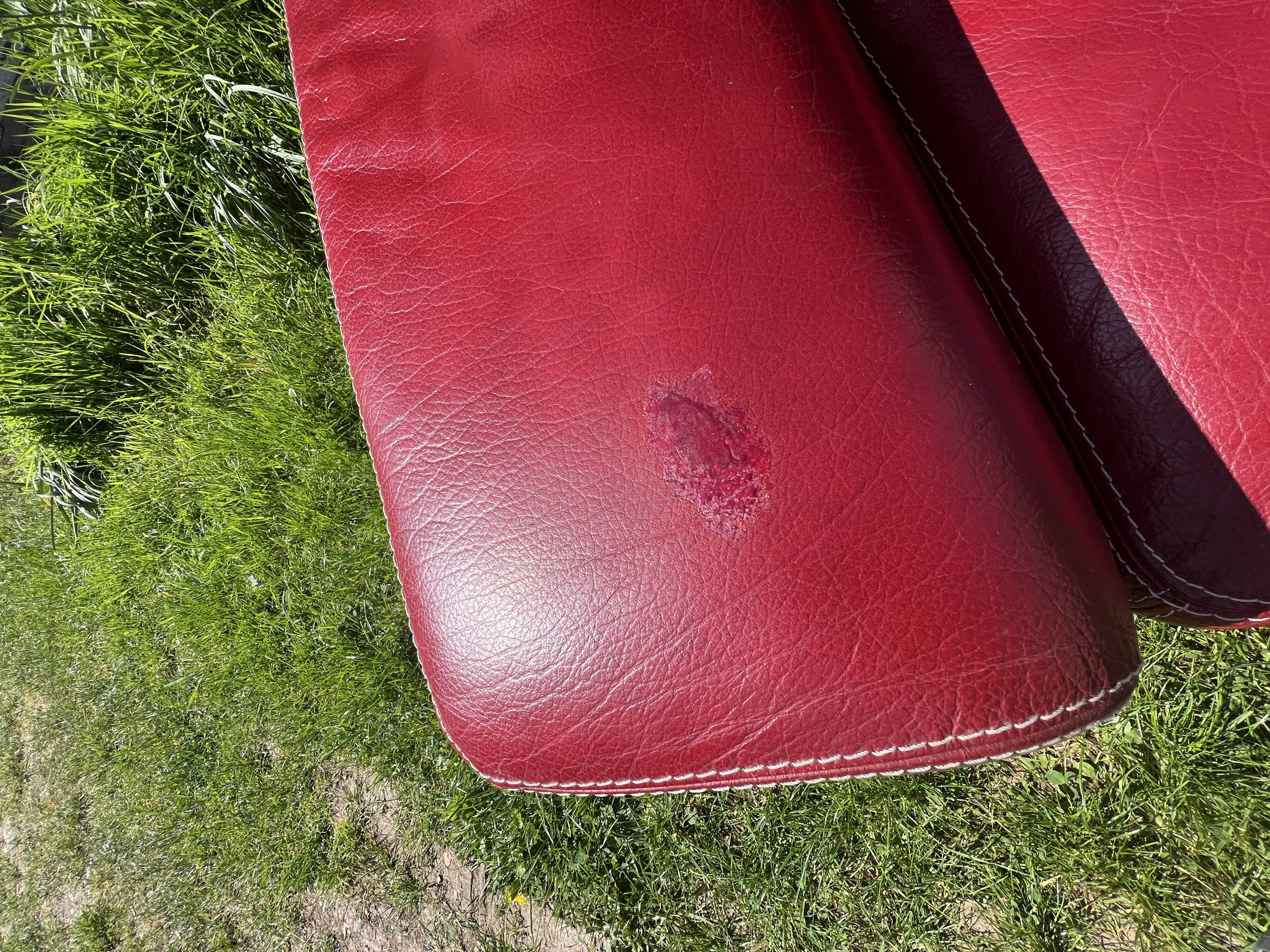 Red leather sofa