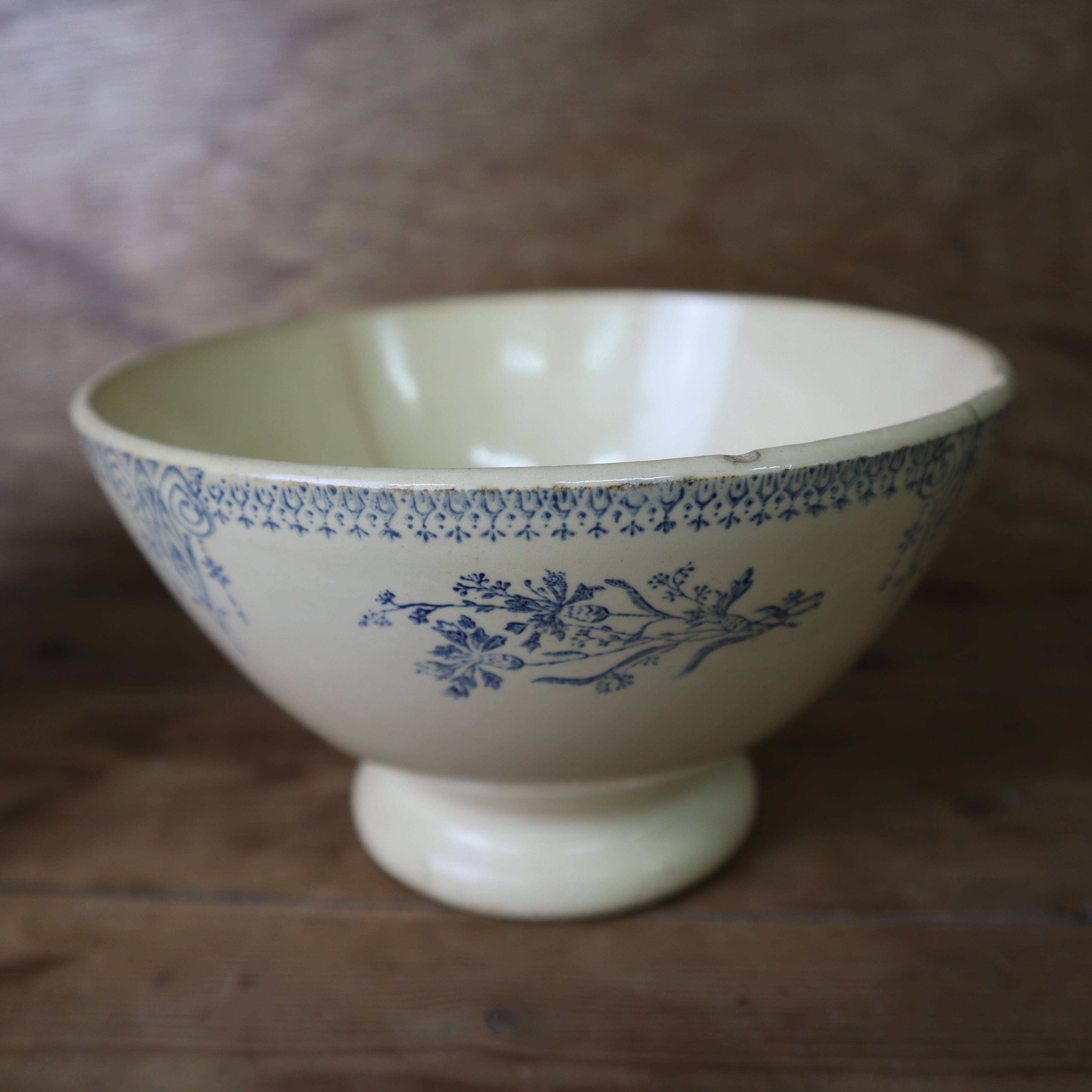 Set of 2 old large Terre de Fer bowls Digoin Sarreguemines