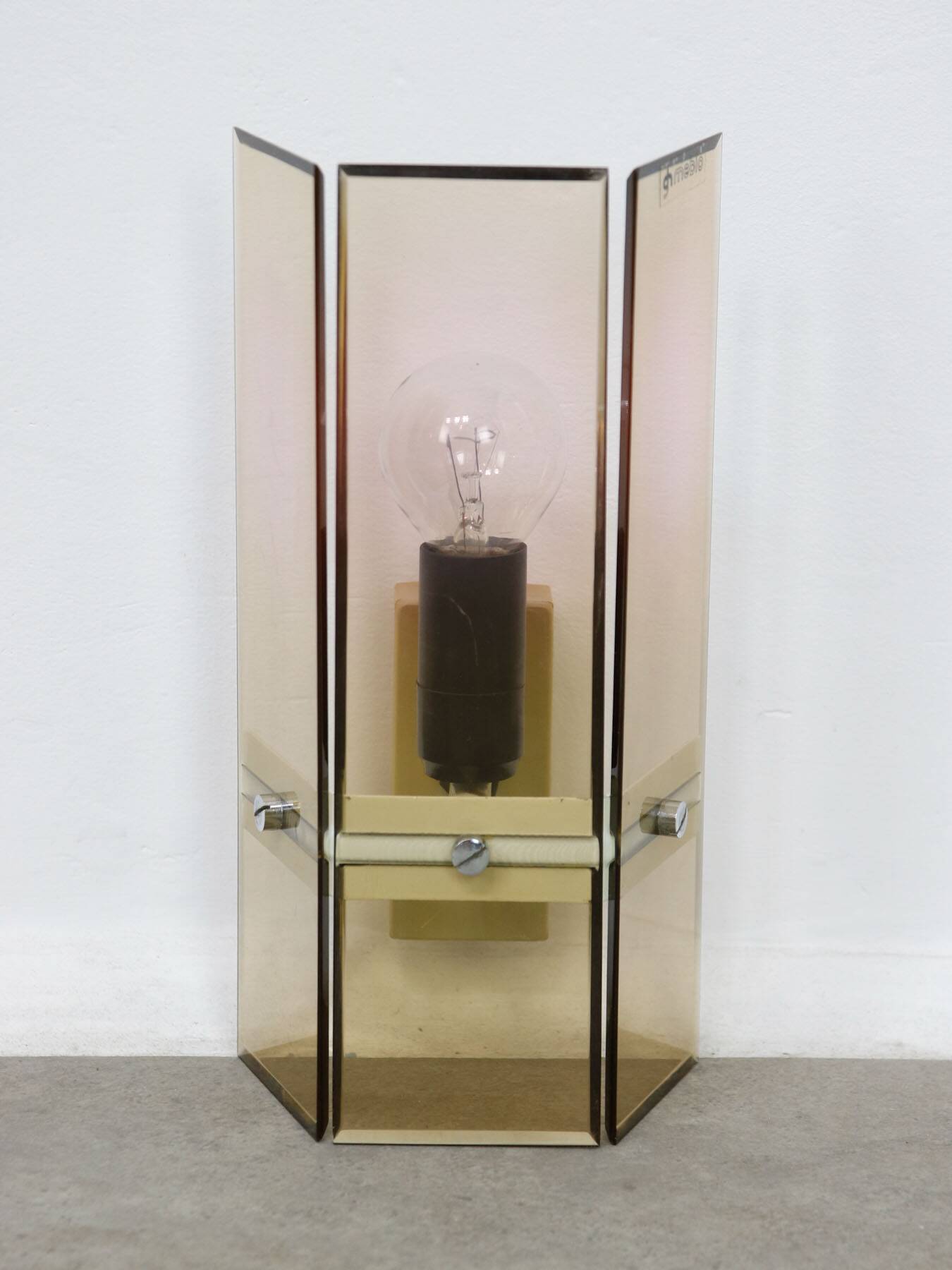 Italian Smoked Plexiglas Sconce for Guzzini, 1970s